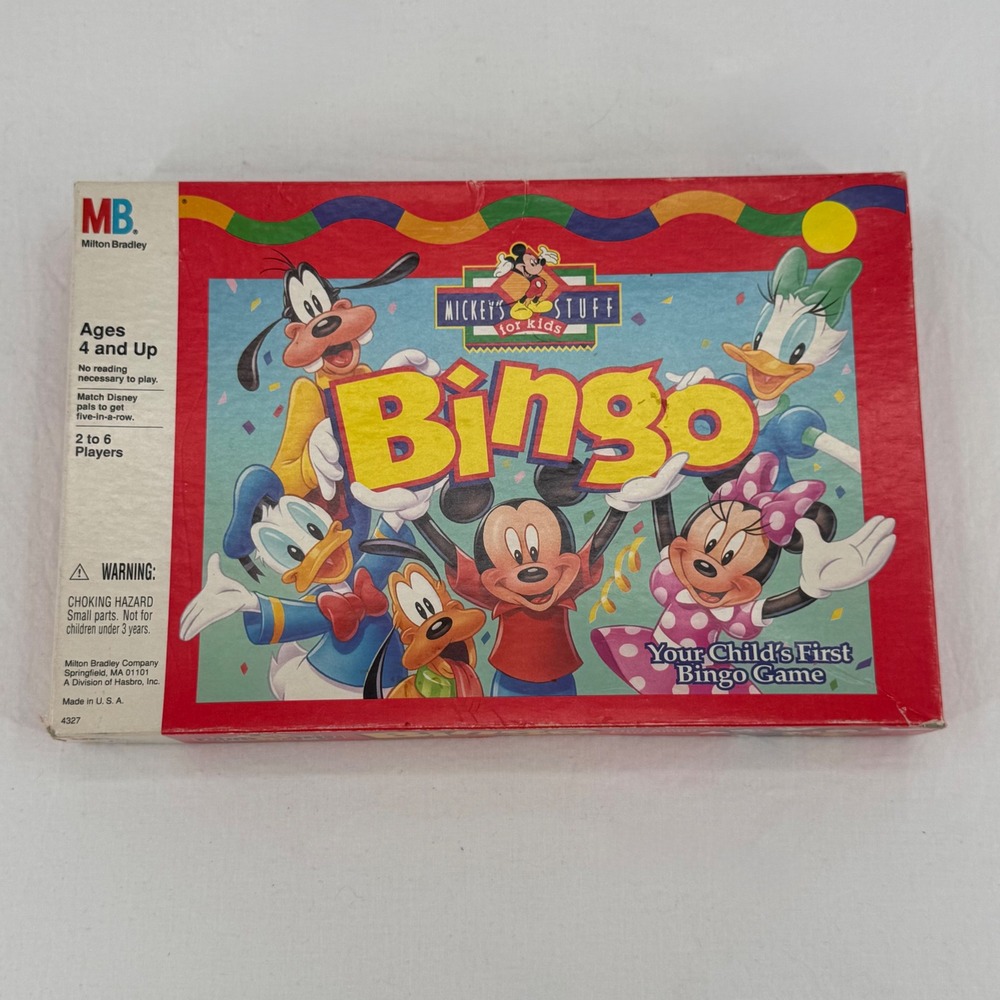 Vintage 1992 Milton Bradley Disney Bingo Game Mickey's Stuff for Kids- Complete!